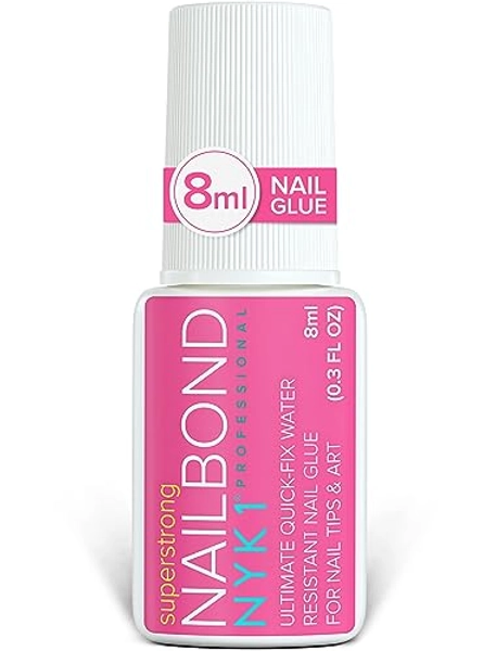 Super Strong Nail Glue For Nail Tips, Acrylic Nails and Press On Nails (8ml) NYK1 Nail Bond Brush On Nail Glue For Press On Nails Long Lasting Nail Glue For Acrylic Nails Fake Nails Tips Nail Glue Gel