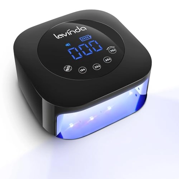 Lavinda UV Light for Nails, UV Nail Lamp 54W Rechargeable Nail Dryer Gel Polish Light with Large Touch Display, Professional Fast Curing Lamp with 4 Timer Setting Auto Sensor for Salon & Home