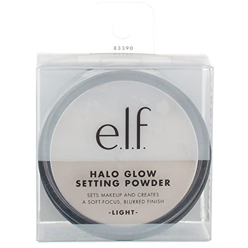 e.l.f., Halo Glow Setting Powder, Silky, Weightless, Blurring, Smooths, Minimizes Pores and Fine Lines, Creates Soft Focus Effect, Light, Semi-Matte Finish, 0.24 Oz - Light - 0.24 Ounce (Pack of 1)