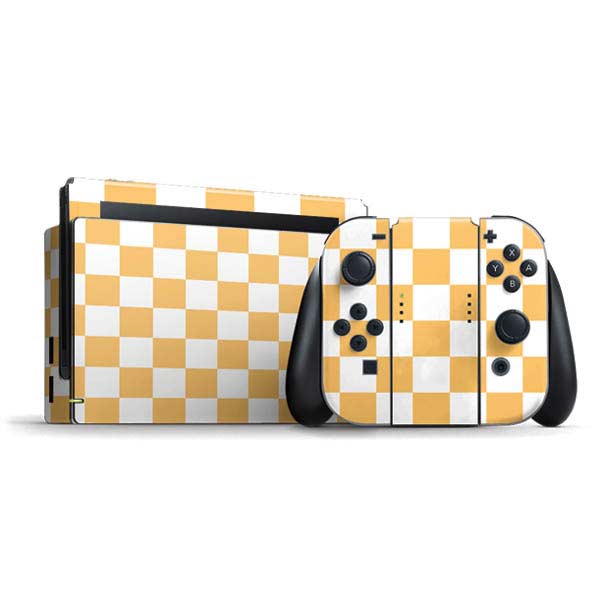 Yellow and White Checkerboard Nintendo Skins - Nintendo Switch Joy Con Controller