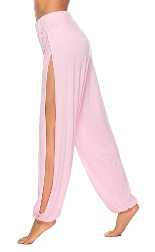 AvaCostume High Slit Harem Pants Women Hippie Harem Pants Trousers - Small - Pink