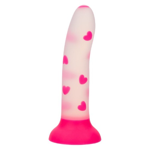 CalExotics Glow Stick Heart Glow-In-The-Dark Heart Confetti Suction Cup Silicone Harnessable Dildo