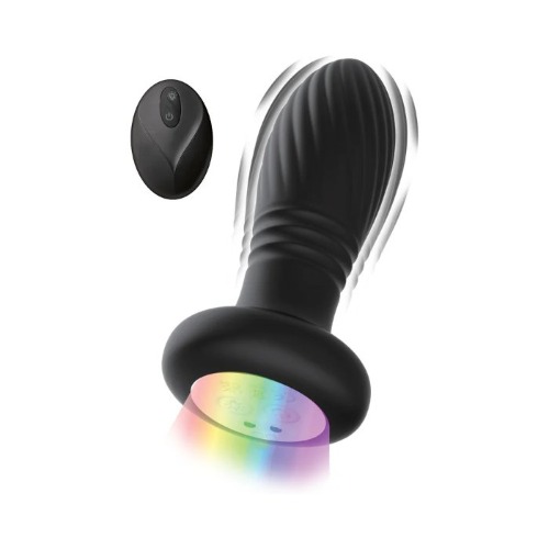 Nasstoys Atomic Thrusting Rechargeable Light-Up Remote Control Twisted Texture Butt Plug