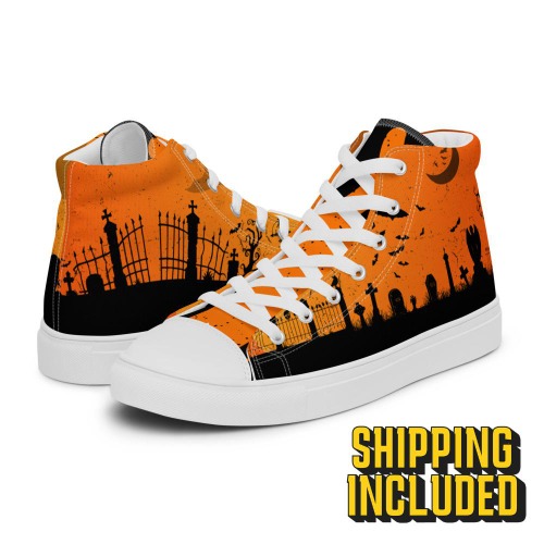 Halloween Cemetery High Top Canvas Shoes (Women’s) - 7.5