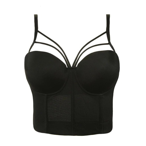 'Bella' Black Gothic Cami Crop Top - black / S