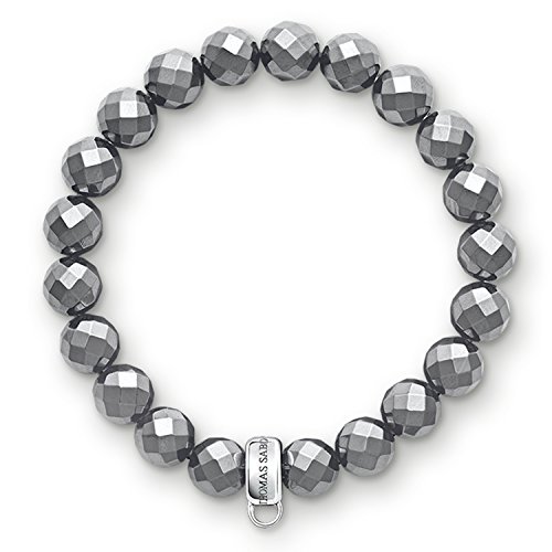THOMAS SABO X0187-064-11 Women's Charm Bracelet 925 Sterling Silver with Hematite Beads - 17,50 cm