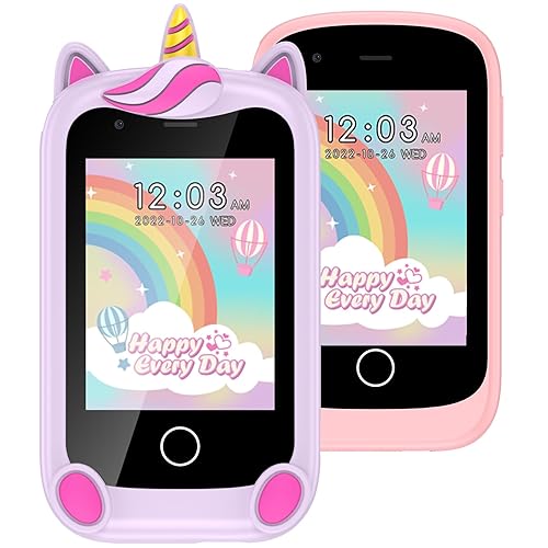 Telephone Portable pour Enfant, Smartphone pour Fille Garçon avec Appel SOS Musique 17 Jeux Podomètre Alarme Caméra Mode école Livre Audio Lampe Poche, Cadeau pour Enfant 4-10 Ans - pink