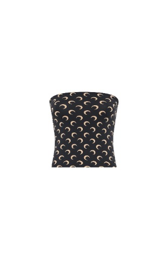 Moon Printed Jersey Second Skin Tube Top • Marine Serre