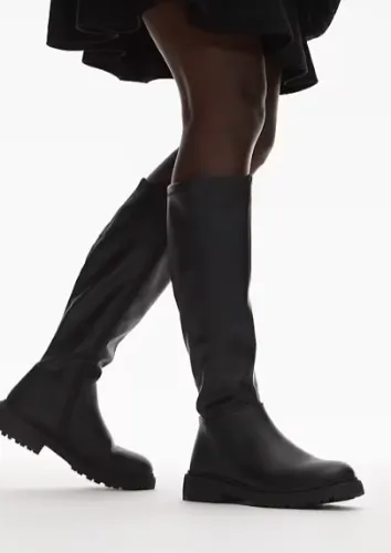 New Look PU chunky knee boot in black