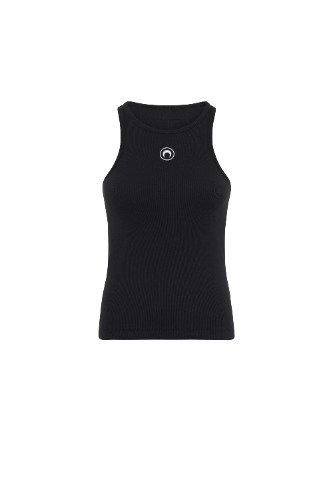 Moon Logo Ribbed Jersey Tank Top • Marine Serre