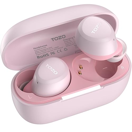 TOZO A1 Wireless Earbuds Bluetooth 5.3 Light Weight in Ear IPX5 Waterproof Headphones 2 Mic for AI Calls, Immersive Premium Sound Bass Headset with Charging Case, 32 Presets EQ Customization via App - Rose Gold - Small - Classical Edition