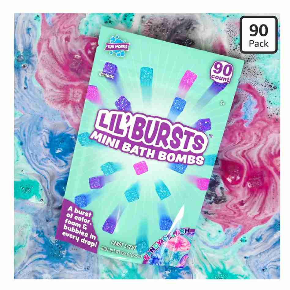 Mini Bath Bombs, 90 Count, Candy Splash | Nontoxic | Tiny Bath Bombs with A Burst of Color, Foam & Bubbles

