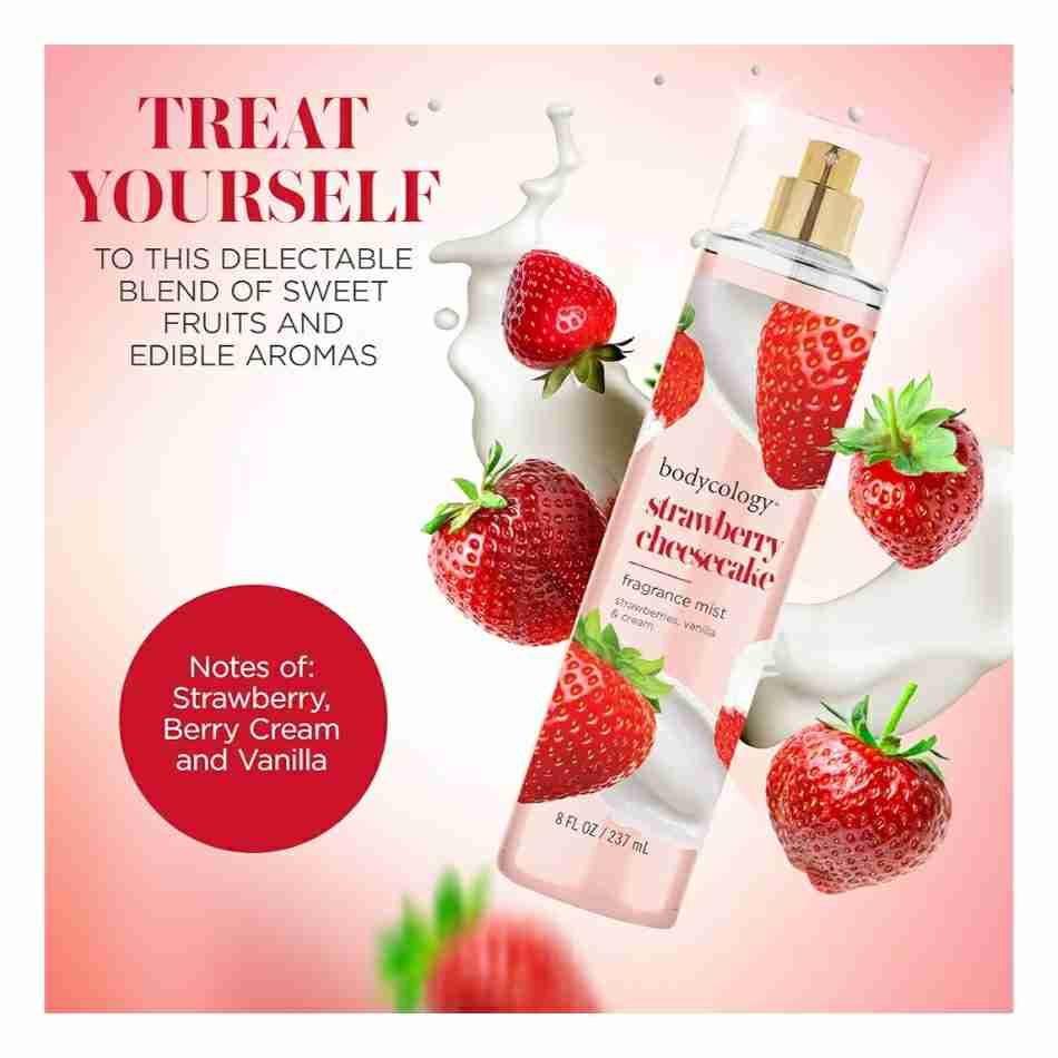 Bodycology Long-Lasting Fragrance Body Mist, Strawberry Cheesecake, 8 fl oz

