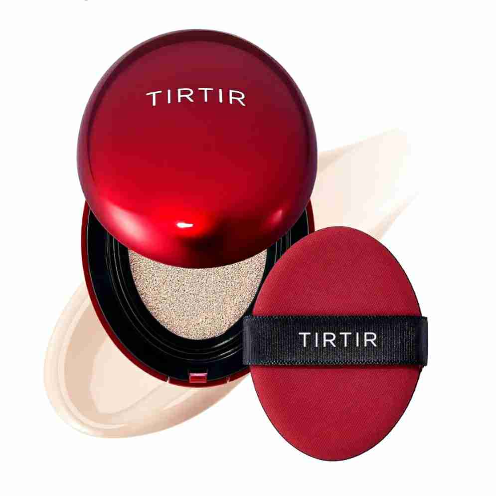 Mini TIRTIR Mask Fit Red Cushion Foundation | Full coverage, Weightless, Skin fit, Satin Glow Finish, Korean Makeup, beauty, Tattoo cover up, Buildable (#17C Porcelain, 0.15 Fl Oz)