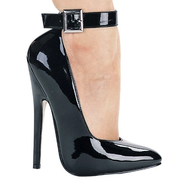 ELLIE 8261 6" Heel Fetish Pump Women's Sandal with Ankle Strap, Black