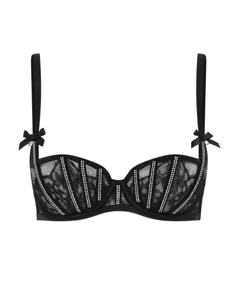 Caitriona Balconette Underwired Bra in Black/Iridescent | By Agent Provocateur