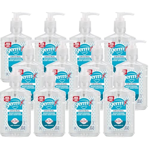 Germ-X Original Hand Sanitizer, Non-Drying Moisturizing Gel with Vitamin E, Instant and No Rinse Formula, 8 Fl Oz Pump Bottle (Pack of 12) - Original - 8 Fl Oz (Pack of 12)