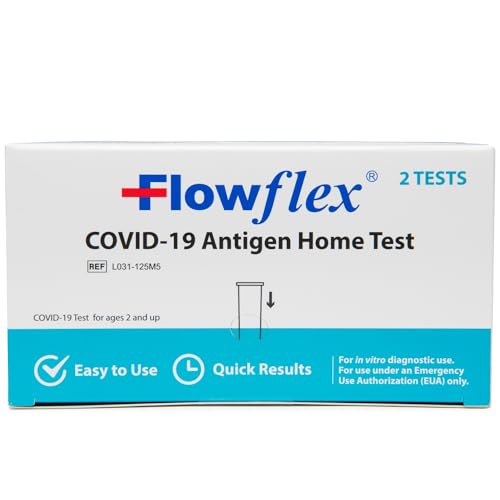 Flowflex COVID-19 Antigen Home Test kit, 1 Pack, 2 Tests Total. FDA EUA Authorized OTC at-Home Self-Test, Non-invasive Nasal Swab, Easy to Use and No Discomfort, Results in 15 Minutes