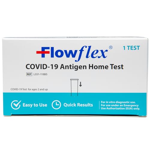 Flowflex COVID-19 Antigen Home Test kit, 1 Pack, 1 Tests Total. FDA EUA Authorized OTC at-Home Self-Test, Non-invasive Nasal Swab, Easy to Use and No Discomfort, Results in 15 Minutes - 1 Pack, 1 Test