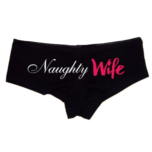 SGR Naughty Wife Shorts, Premium Cotton, Slutty Panties for Women, Sexy Gifts for Wife - Black Large