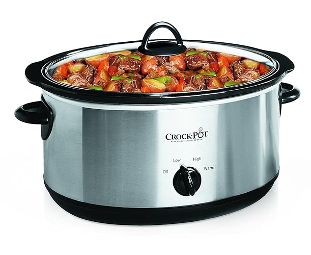 Crock-Pot 7 Quart Oval Manual Slow Cooker, Stainless Steel (SCV700-S-BR), Versatile Cookware for Large Families or Entertaining - Stainless Steel - 7 Quarts