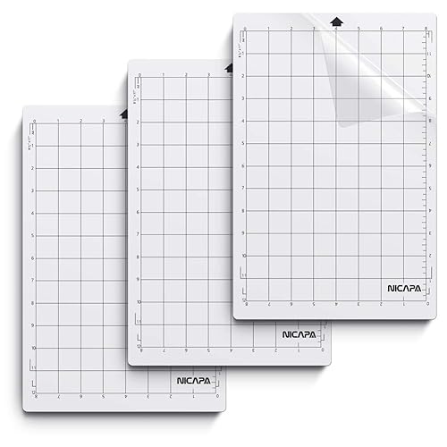 Nicapa StandardGrip Cutting Mat for Silhouette Portrait (8x12 inch 3 Mats) Standard Adhesive Sticky Quilting Cut Mats Replacement Accessories for Silhouette Portrait 3 - 20.3cmx30.4cm Portrait Cutting Mats