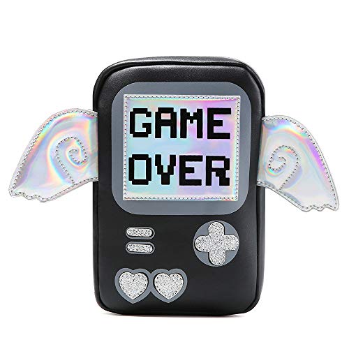 Kawaii purse game over shaped crossbody shoulder Messenger bag - Black