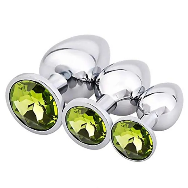 Akstore 3 Pcs Luxury Jewelry Design Fetish Anal Butt Plug(Light Green)
