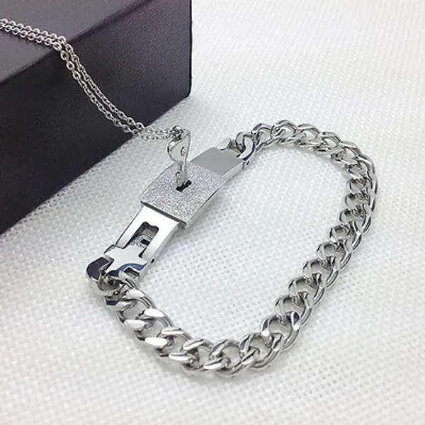 Couple Titanium Steel Bangle Bracelet and Key Pendant Necklace Sets Love Gift. 760086378911 | eBay