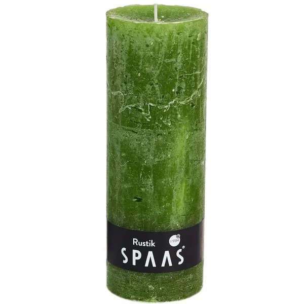 Spaas Rustic Unscented Pillar Candle 68/190 mm, ± 95 Hours, Olive Green