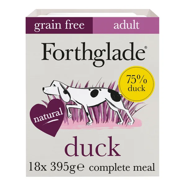 Forthglade Complete Natural Wet Dog Food - Grain Free Duck (18 x 395g) Trays - Adult Dog Food 1 Year+