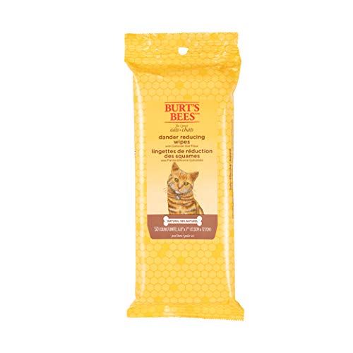Burt's Bees for Pets Cat Naturally Derived Dander Reducing Wipes - Kitten and Cat Wipes for Grooming, 50 Count - Cruelty Free, Formulated without Sulfates and Parabens, Made in the USA - Dander Wipes - 50 Count (Pack of 1)