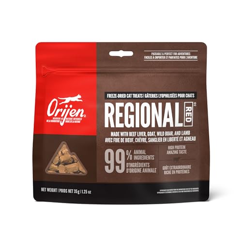ORIJEN REGIONAL RED Freeze Dried Cat Treats, Grain Free Treats for Cats, WholePrey Ingredients, 1.25oz - Regional Red