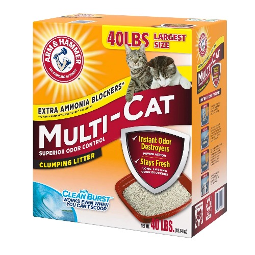 Arm and Hammer Clumping Cat Litter, Multi-Cat Strength, 40 Pound Box