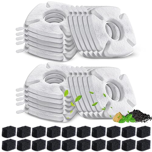 SORON Cat Water Fountain Filter, Compatible with veken 95oz/2.8L Pet Fountain Replacement Filters, 20 Sponges and 20 Water Fountain Filters for Cat Fountain Dog Water Bowl Dispenser