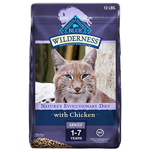 Blue Buffalo Cat Food, Natural Chicken Recipe, Wilderness High Protein, Adult Dry Cat Food, 12 lb bag - Chicken - 12 Pound (Pack of 1)