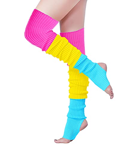 v28 Long Leg Warmer, Women’s Men 80s Party Ribbed Knit Dance Sports - Hole81-mix3mhh