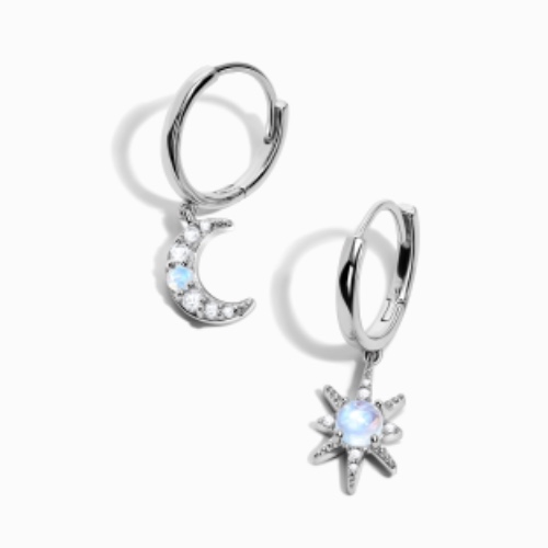 Moonstone Earrings - Celestial Being Hoops | 925 Sterling Silver