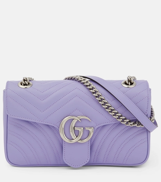 GG Marmont Small Leather Shoulder Bag in Purple - Gucci | Mytheresa