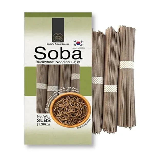 Unha Japanese Buckwheat Noodles, Air Dried Soba Noodle 3 Simply Ingredients, Quick, Easy, Cold Soup or Hot Soup - 3LB Per Pack