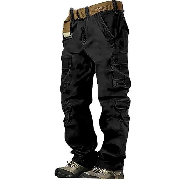 Cargo Pants for Men Casual Hiking Pants Fleece Joggers Athletic Pants Lightweight Loose Straight Sweatpants for Men - 5X-Large - Black-a