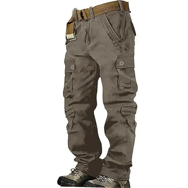 Cargo Pants for Men Casual Hiking Pants Fleece Joggers Athletic Pants Lightweight Loose Straight Sweatpants for Men - 5X-Large - Brown-a