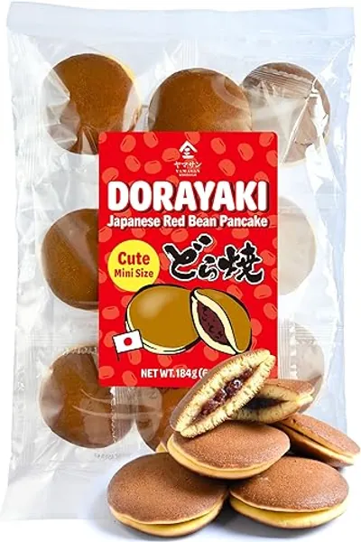 YAMASAN KYOTO UJI Dorayaki Japanese Red Bean Pancake, Traditional Japanese Wagashi Sweets, Cute Mini Size, Individually Wrapped, No Coloring, Made in Japan 184g/6.49oz - Red Bean