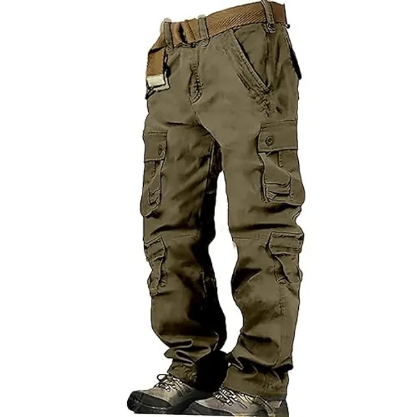 Cargo Pants for Men Casual Hiking Pants Fleece Joggers Athletic Pants Lightweight Loose Straight Sweatpants for Men - 5X-Large - Yellow-a