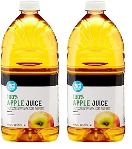 Amazon Brand - Happy Belly 100% Apple Juice, 64 fl oz Bottle (Pack of 2) - Apple - 64 Fl Oz (Pack of 2)