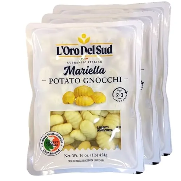 3 Pack, Gnocchi Potato, Product of Italy, Pasta Dumplings, Pasta di Patate, Cooks in 2-3 minutes, 3 x 1 lb, L'Oro Del Sud