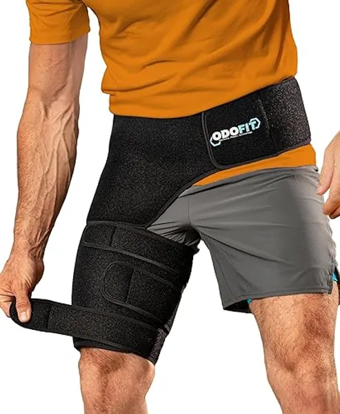 5-in-1 Hip Brace for Women & Men Sciatica Pain Relief Devices - Adjustable Groin, Thigh, Hamstring Compression Wrap - Comfortable Support for Muscle Recovery, Mobility, Sciatica Hip Pain Relief Brace - REGULAR / RIGHT LEG