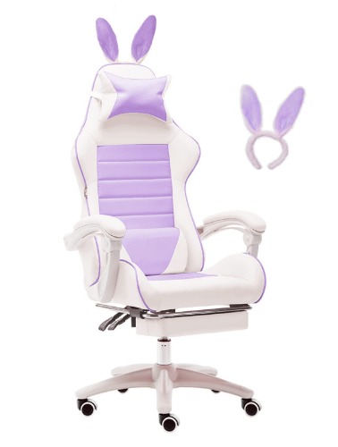 Pink Gaming Chair with Footrest,Lovely Computer Game Chair,Desk Chair for Granddaughter,Sister,Girlfriend,Wife and Love with Headrest,Lumbar Support Gamer Chair,Purple