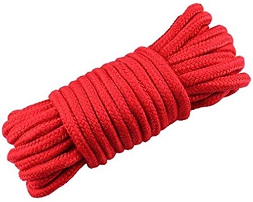 Soft Cotton Rope-32 feet 10m Multi-Function Natural Durable Long Rope DIY Project (Red) - 