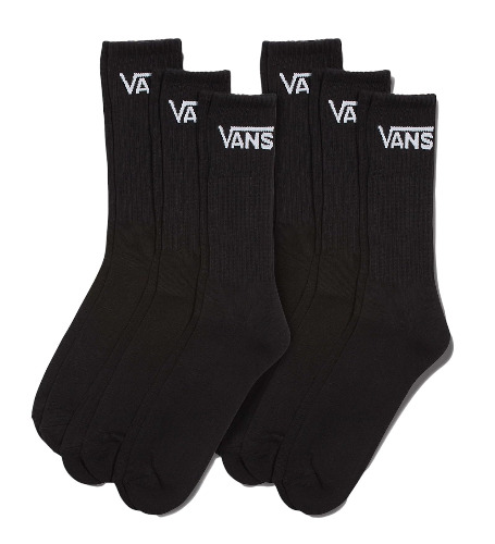 Meias Classics Crew Sock 6-pack VansUnisex Adulto - 9.5-13 - Preto